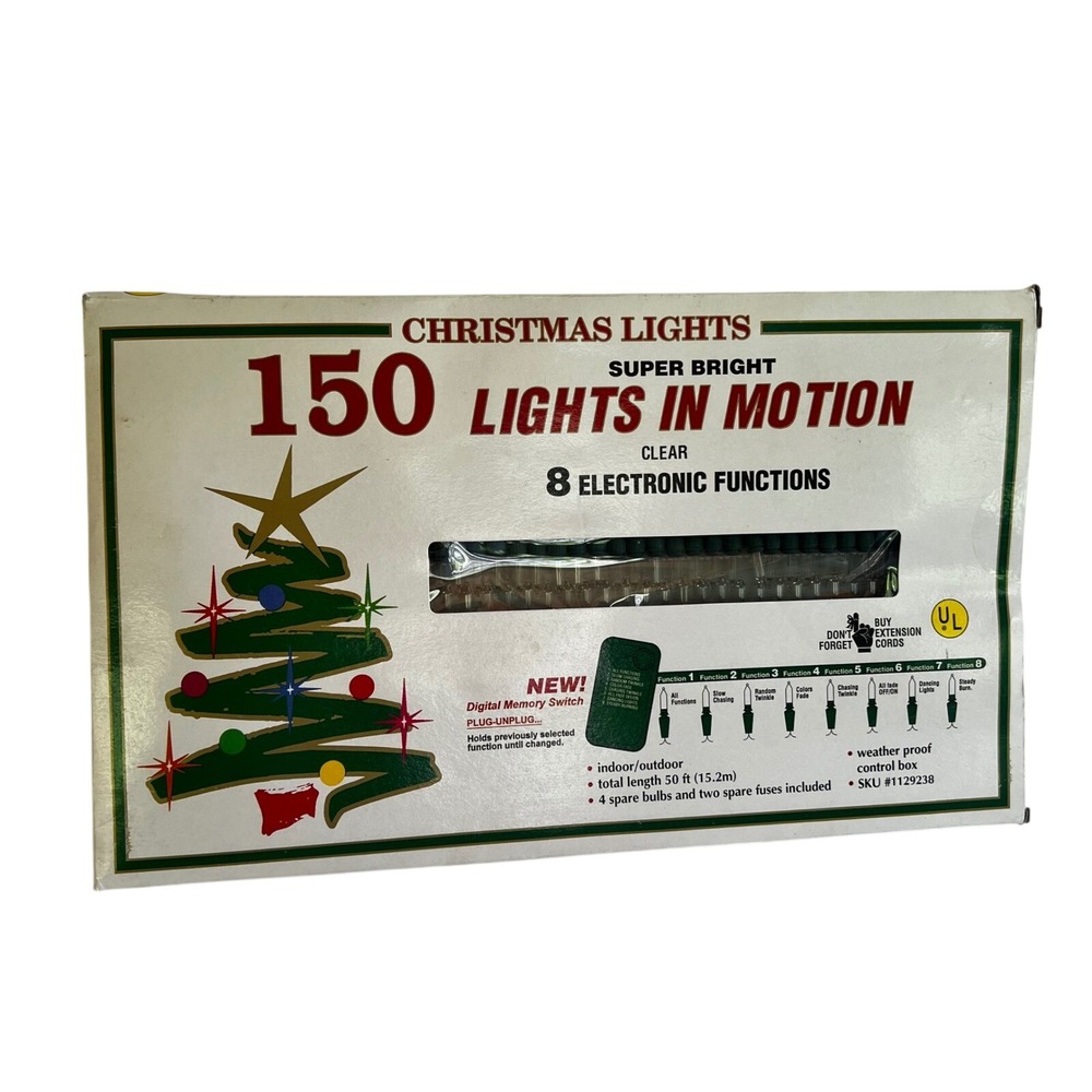 Builders Square 150 Clear Lights In Motion 8 Function Vintage Christmas 50ft NEW